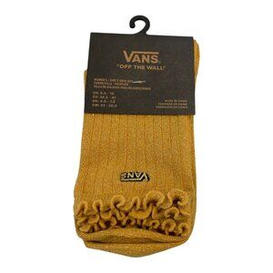 Vans Ladies Gold Metallic Ruffles Cuff Crew Socks Size 6.5-10